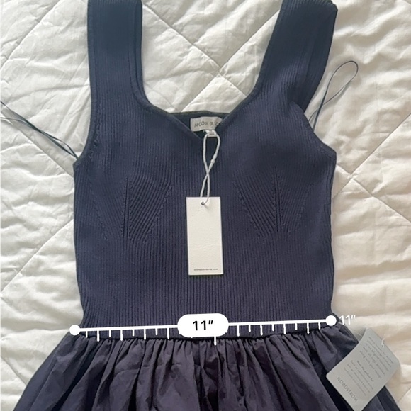 NWT MOON RIVER Sweater Top Eyelet Detail Midi Dress NAVY medium - Picture 13 of 15